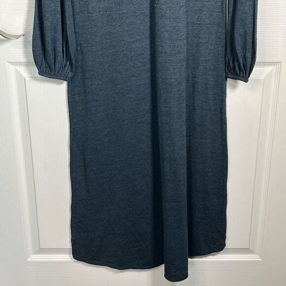 Chasor Sz M Blue Midi Dress High Low Hemline Long Sleeve - Picture 9 of 13